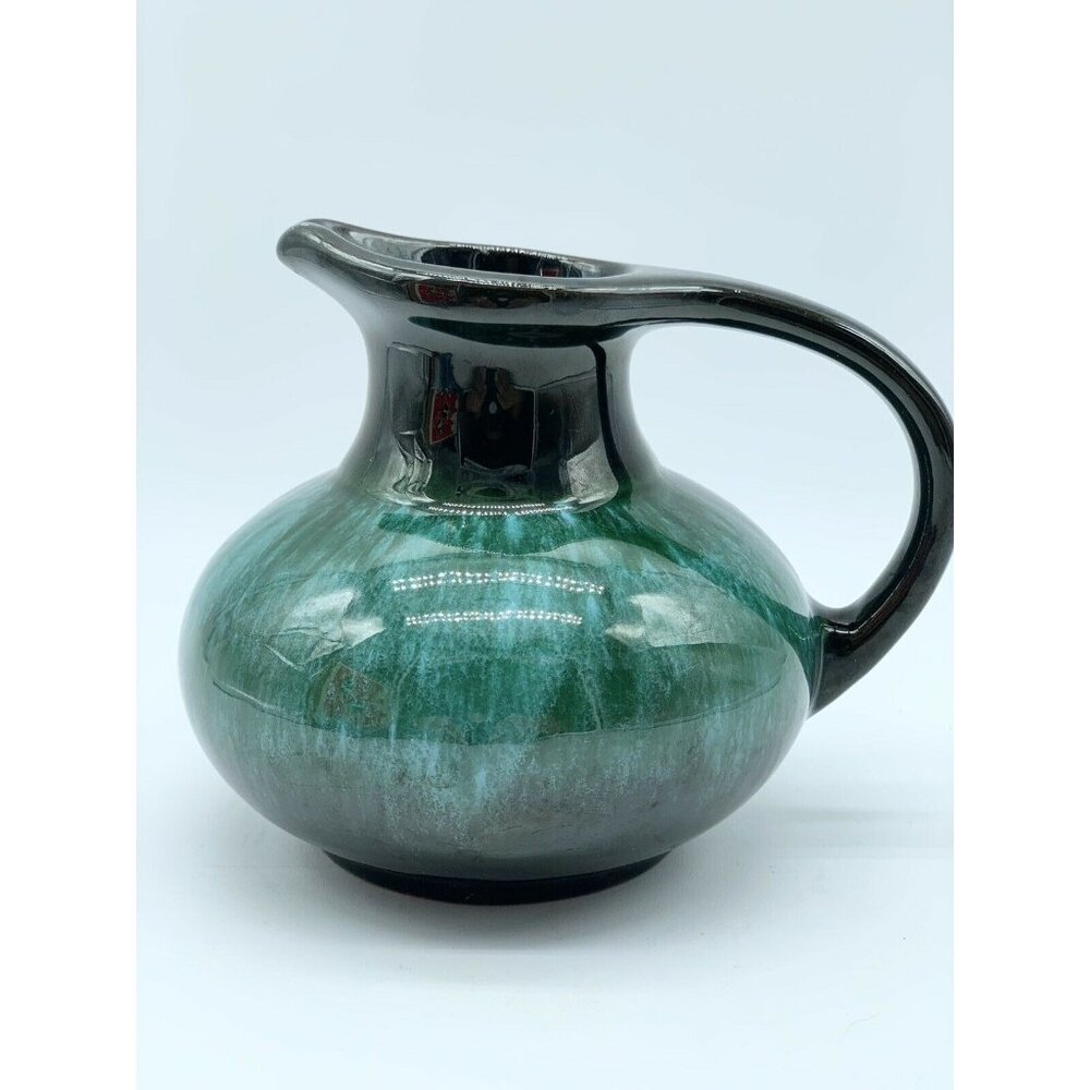 VTG Blue Mountain Pottery Canada Drip Glazed Pitcher Vase 4" Green Teal Black
